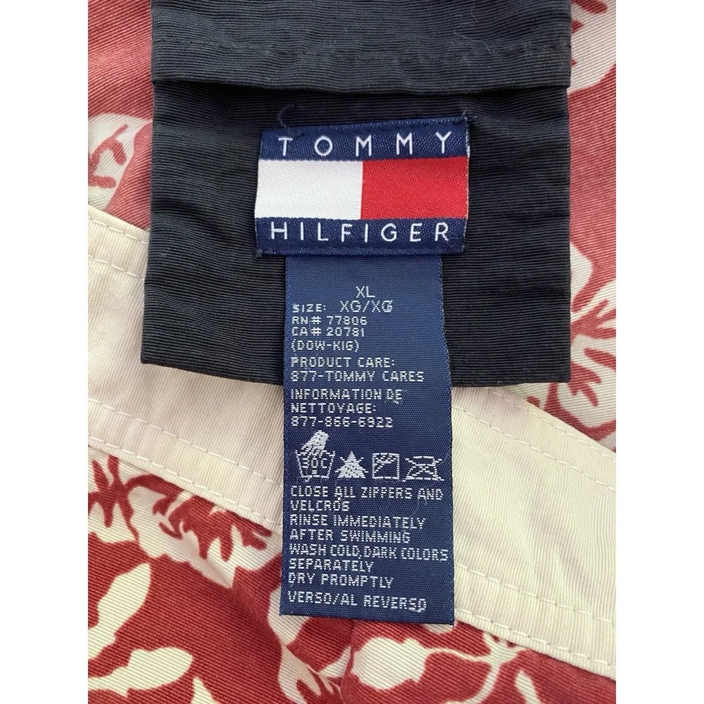 Tommy Hilfiger Men's XL Red Ivory Floral Nylon Board Shorts